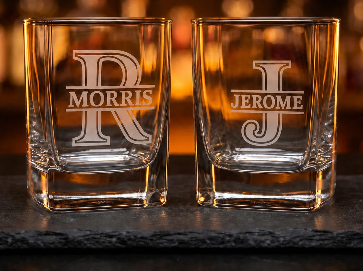 Personalized whiskey glasses