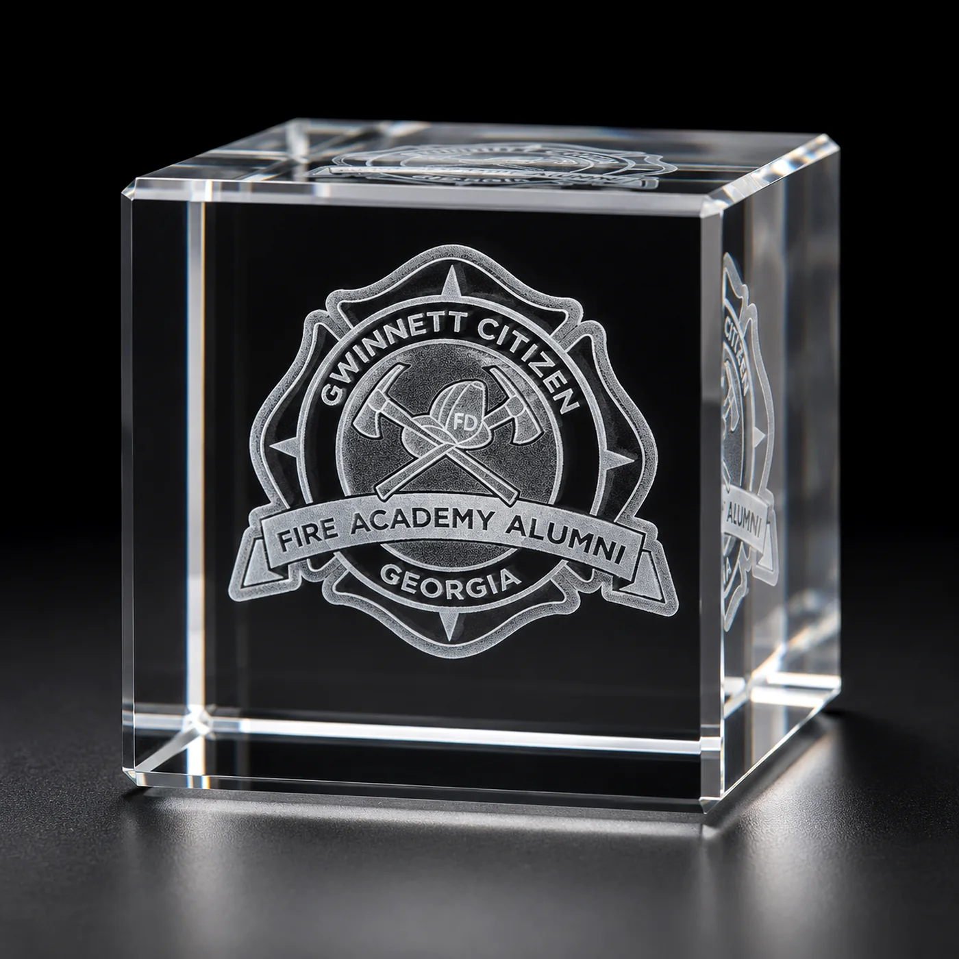 Subsurface crystal logo cube